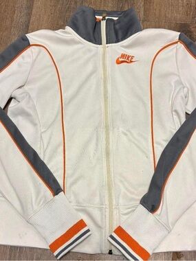 Nike Vintage Y2K Track Jacket White Gray Orange Full Zip Size M